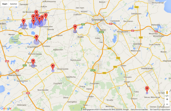 Geboorteplaatsen in genealogie Tjeerd Jelles Geboorteplaatsen genealogie Tjeerd Jelles. Klik op kaart voor meer details.