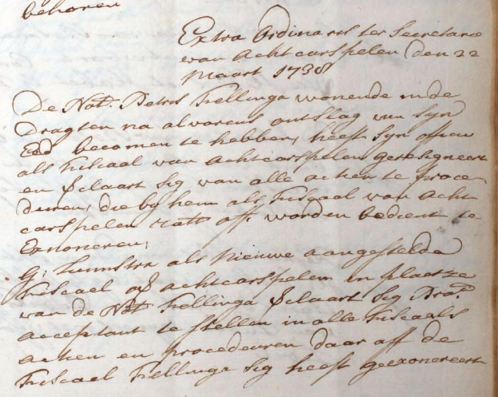 Benoeming Gooitzen Luimstra tot procureur-fiscaal van Achtkarspelen 1738.png